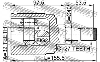 4 399 р. Правый шрус внутренний Febest (32X40X27) Honda Civic FD седан дорестайлинг (2005-2008)  с доставкой в г. Нижний Новгород. Увеличить фотографию 4