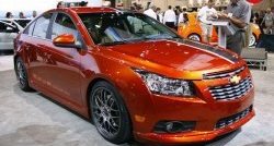 3 799 р. Накладка Z-Line на передний бампер Chevrolet Cruze J300 седан дорестайлинг (2009-2012) (Неокрашенная)  с доставкой в г. Нижний Новгород. Увеличить фотографию 1