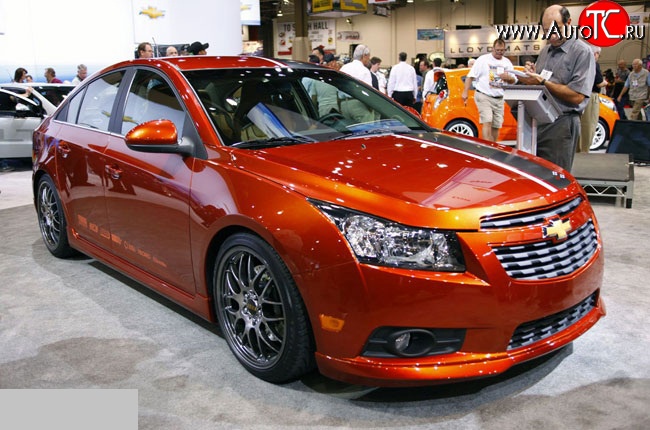 3 799 р. Накладка Z-Line на передний бампер  Chevrolet Cruze ( J300,  J305) (2009-2015) седан дорестайлинг, хэтчбек дорестайлинг, седан рестайлинг, хэтчбек рестайлинг (Неокрашенная)  с доставкой в г. Нижний Новгород