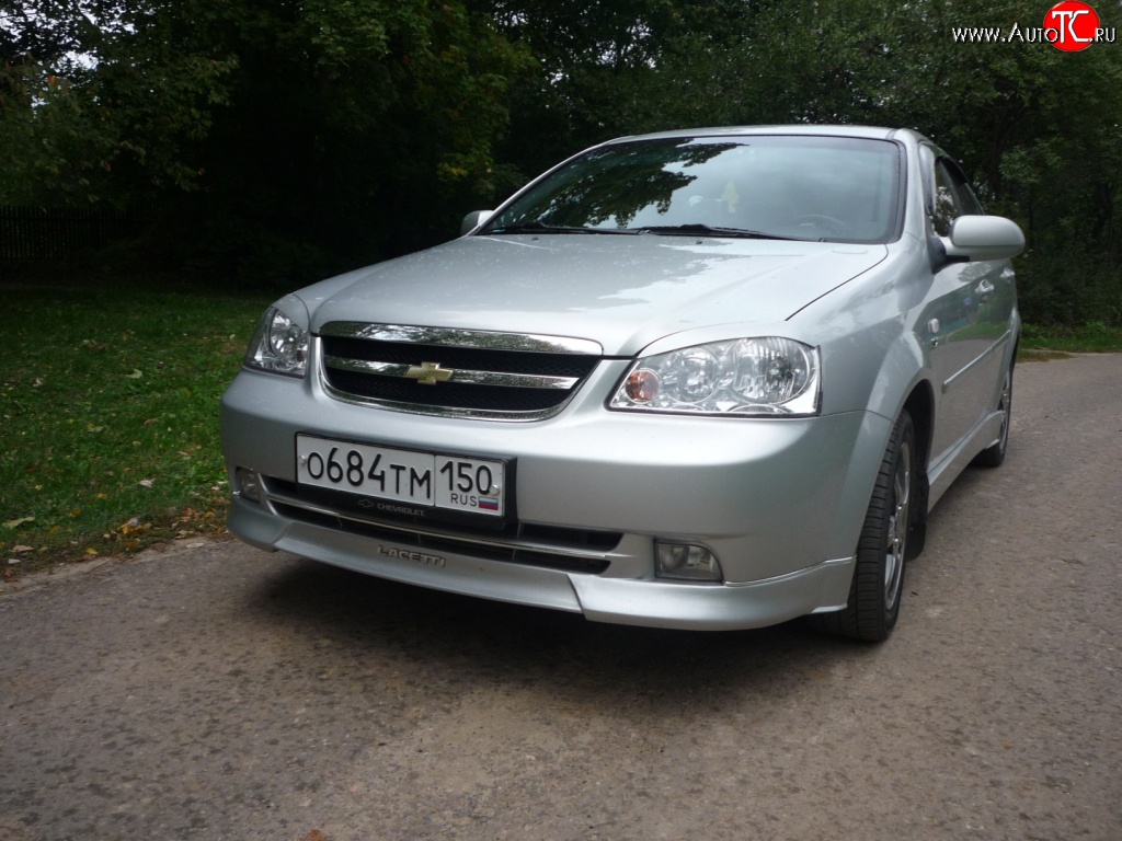 3 499 р. Накладка CTS на передний бампер автомобиля Chevrolet Lacetti седан (2002-2013) (Неокрашенная)  с доставкой в г. Нижний Новгород