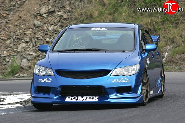 9 499 р. Передний бампер Bomex Style Honda Civic FD седан дорестайлинг (2005-2008) (Неокрашенный)  с доставкой в г. Нижний Новгород