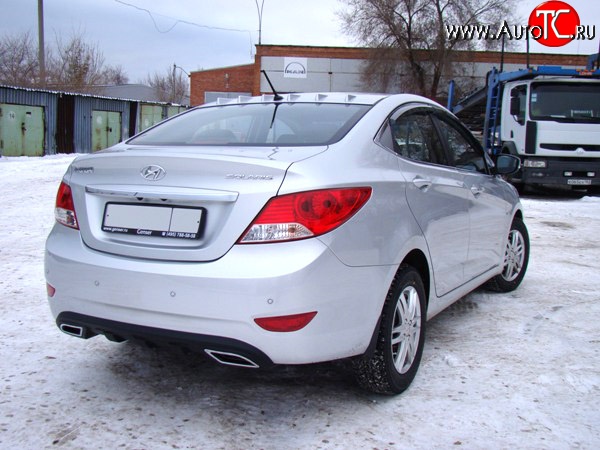 3 369 р. Диффузор заднего бампера Sport var №1 Hyundai Solaris RBr седан дорестайлинг (2010-2014) (Неокрашенный (глянец под окраску))  с доставкой в г. Нижний Новгород