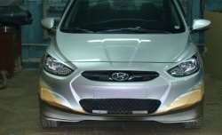 4 399 р. Накладка Sport на передний бампер Hyundai Solaris RBr хэтчбэк дорестайлинг (2010-2014) (Неокрашенная)  с доставкой в г. Нижний Новгород. Увеличить фотографию 3