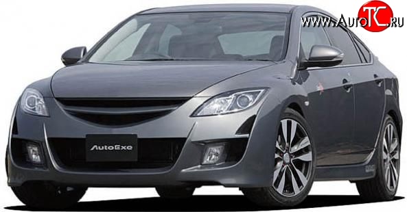 6 649 р. Передний бампер AutoExq Mazda 6 GH дорестайлинг седан (2007-2010) (Неокрашенный)  с доставкой в г. Нижний Новгород