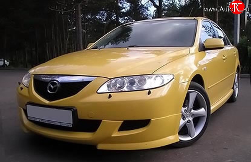 7 349 р. Накладка переднего бампера AERO Mazda 6 GG седан дорестайлинг (2002-2005) (Неокрашенная)  с доставкой в г. Нижний Новгород