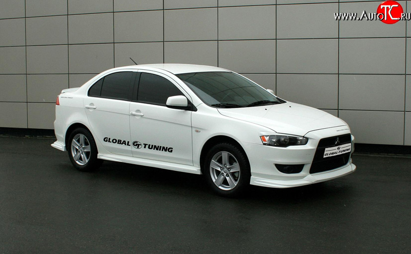 4 749 р. Пороги накладки Global-Tuning  Mitsubishi Lancer  10 (2007-2017) седан дорестайлинг, хэтчбэк дорестайлинг, седан рестайлинг, хэтчбек 5 дв рестайлинг (Неокрашенные)  с доставкой в г. Нижний Новгород