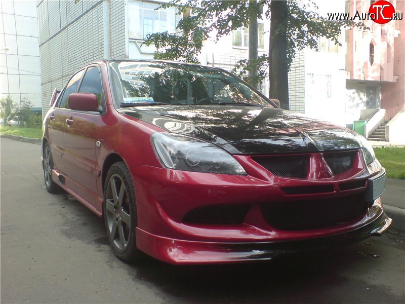 6 399 р. Накладка переднего бампера Evo Mitsubishi Lancer 9 1-ый рестайлинг седан (2003-2005) (Неокрашенная)  с доставкой в г. Нижний Новгород