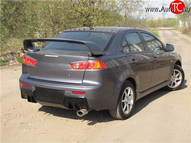 5 399 р. Накладка Evo на задний бампер Mitsubishi Lancer 10 седан дорестайлинг (2007-2010) (Неокрашенная)  с доставкой в г. Нижний Новгород