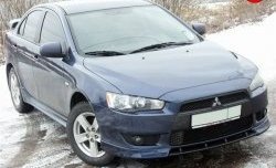 899 р. Вставка переднего бампера (зубатка) Evo  Mitsubishi Lancer  10 (2007-2017) седан дорестайлинг, хэтчбэк дорестайлинг, седан рестайлинг, хэтчбек 5 дв рестайлинг (Неокрашенная)  с доставкой в г. Нижний Новгород. Увеличить фотографию 3