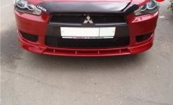 899 р. Вставка переднего бампера (зубатка) Evo  Mitsubishi Lancer  10 (2007-2017) седан дорестайлинг, хэтчбэк дорестайлинг, седан рестайлинг, хэтчбек 5 дв рестайлинг (Неокрашенная)  с доставкой в г. Нижний Новгород. Увеличить фотографию 1