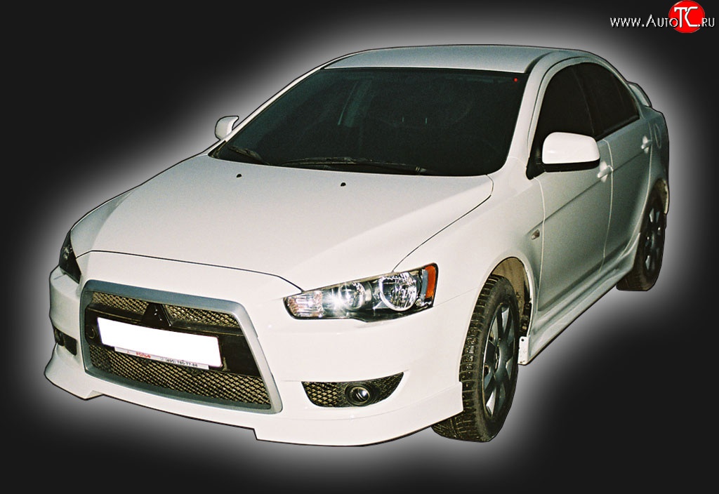 4 249 р. Накладка переднего бампера GT Dynamics Mitsubishi Lancer 10 хэтчбэк дорестайлинг (2007-2010) (Неокрашенная)  с доставкой в г. Нижний Новгород