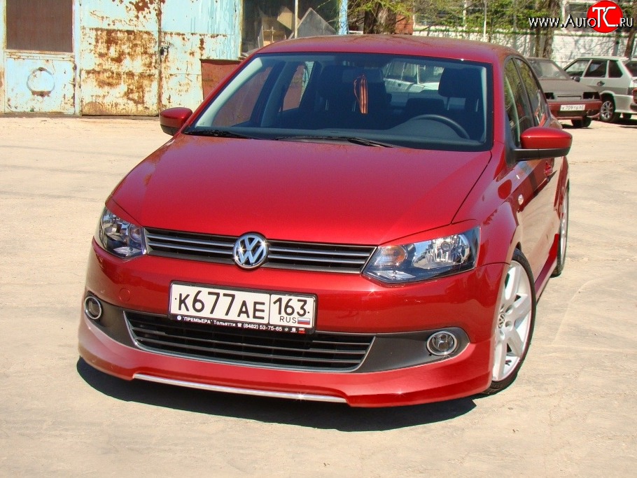 5 749 р. Накладка Racing на передний бампер  Volkswagen Polo  5 (2009-2015) седан дорестайлинг (Неокрашенная)  с доставкой в г. Нижний Новгород