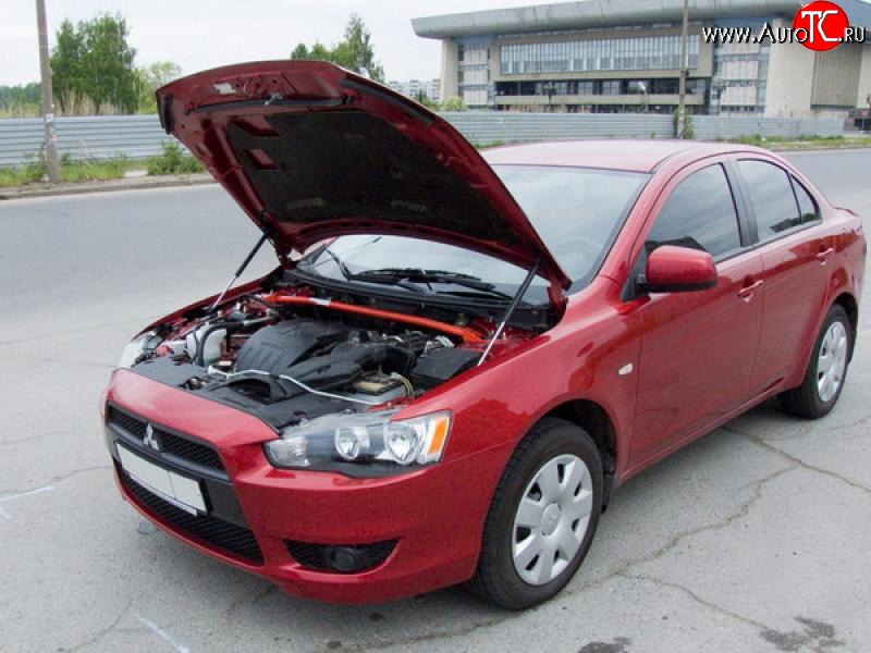 2 449 р. Упоры капота Sport Mitsubishi Lancer 10 седан дорестайлинг (2007-2010)  с доставкой в г. Нижний Новгород