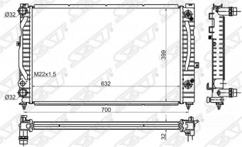 4 949 р. Радиатор двигателя SAT  Audi A4 (B5 8D2 седан,  B5 8D5 универсал), A6 (C5), Skoda Superb седан, Volkswagen Superb (седан)  с доставкой в г. Нижний Новгород. Увеличить фотографию 1