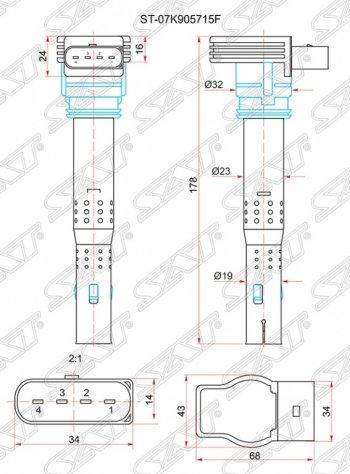 1 399 р. Катушка зажигания SAT  Audi A1 (8X1 хэтчбэк 3 дв.), A3 (8VS седан,  8VA хэтчбэк 5 дв.,  8V1), A6 (C7), Q5 (8R), Skoda Octavia (A5,  A7), Superb (B6 (3T),  B6 (3T5),  (B6) 3T), Volkswagen Passat (B5,  B7), Tiguan (NF)  с доставкой в г. Нижний Новгород. Увеличить фотографию 1