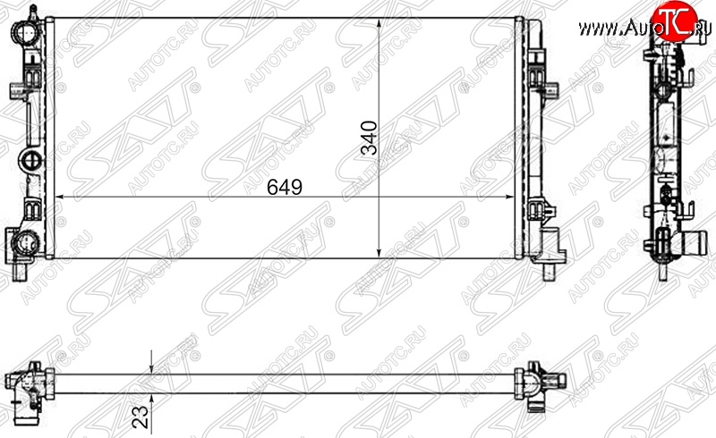 3 399 р. Радиатор двигателя SAT (трубчатый)  Audi A1 8X1 хэтчбэк 3 дв., Seat A1 (8X1 хэтчбэк 3 дв.), Skoda Fabia (Mk2,  Mk3), Rapid (NH3), Roomster (5J), Volkswagen Polo (5)  с доставкой в г. Нижний Новгород