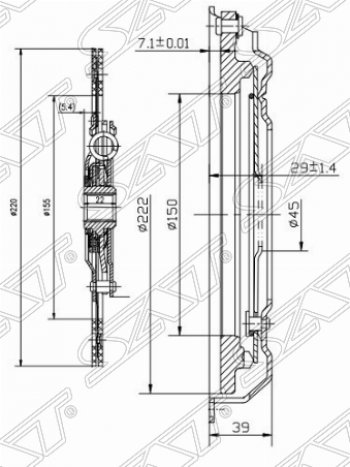 Комплект сцепления SAT (1.6 / 2.0) Skoda Roomster 5J хэтчбэк рестайлинг (2010-2015)