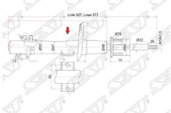 3 189 р. Амортизатор передний SAT (LH=RH) Audi A1 8X1 хэтчбэк 3 дв. дорестайлинг (2010-2014)  с доставкой в г. Нижний Новгород. Увеличить фотографию 1