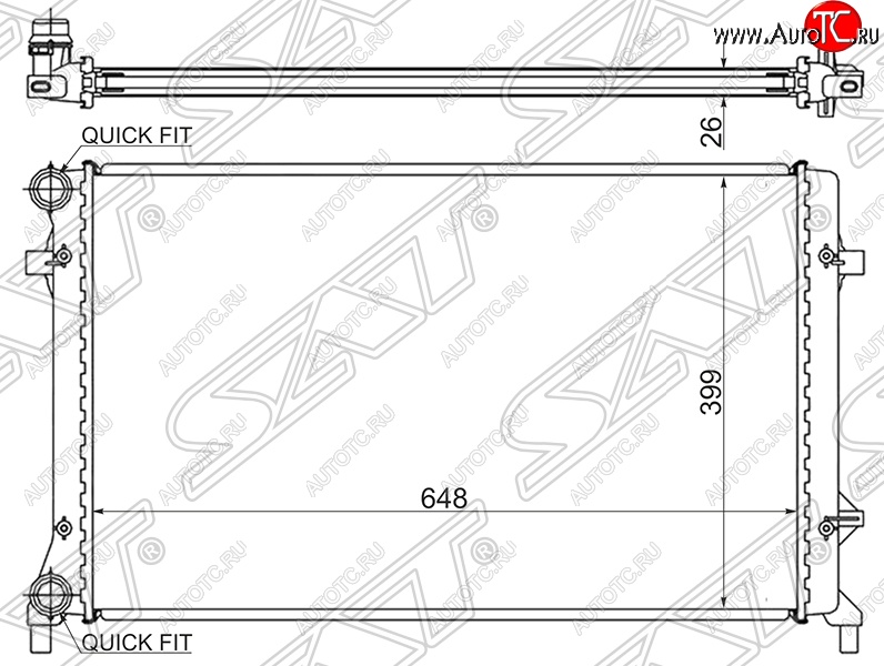 6 449 р. Радиатор двигателя SAT (1.4 / 1.6 / 1.8 / 2.0 / 2.5)  Audi A3 (8PA хэтчбэк 5 дв.,  8P1 хэтчбэк 3 дв.), Seat Altea (5P), Leon (1P хэтчбэк 5 дв.), Toledo (универсал,  5P), Skoda Octavia (A5), Superb (B6 (3T),  B6 (3T5),  (B6) 3T), Yeti, Volkswagen Caddy (2K), Eos, Golf (5), Jetta (A5), Passat (B6), Touran (1T)  с доставкой в г. Нижний Новгород