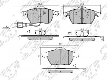 1 389 р. Передние тормозные колодки SAT Audi A3 8LA хэтчбэк 5 дв. рестайлинг (2000-2003)  с доставкой в г. Нижний Новгород. Увеличить фотографию 1