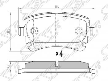 1 199 р. Колодки тормозные SAT (задние)  Audi A4 (B6), A6 (C6), A8 (D3,  D4), Volkswagen Caravelle (T5), Transporter (T5)  с доставкой в г. Нижний Новгород. Увеличить фотографию 1