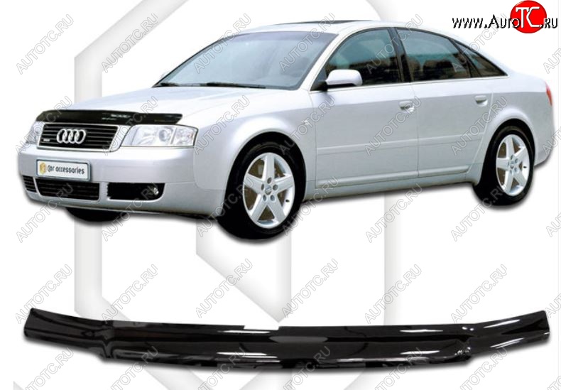 1 999 р. Дефлектор капота CA-Plastiс  Audi A6  C5 (1997-2004) дорестайлинг, седан, рестайлинг, седан (Classic черный, Без надписи)  с доставкой в г. Нижний Новгород