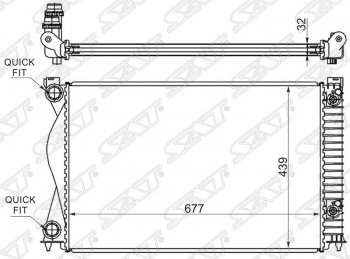 Радиатор двигателя SAT (пластинчатый, 2.0T/2.0TD, АКПП) Audi A6 C6 дорестайлинг, седан (2004-2008)