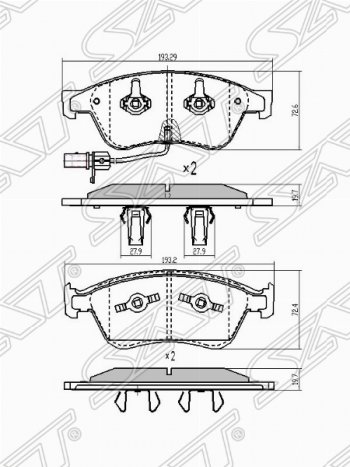 1 899 р. Колодки тормозные SAT Audi A6 C6 дорестайлинг, седан (2004-2008)  с доставкой в г. Нижний Новгород. Увеличить фотографию 1