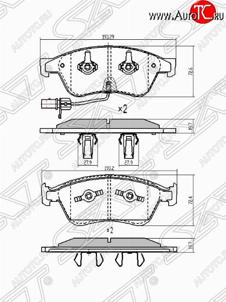 1 899 р. Колодки тормозные SAT Audi A6 C6 дорестайлинг, седан (2004-2008)  с доставкой в г. Нижний Новгород