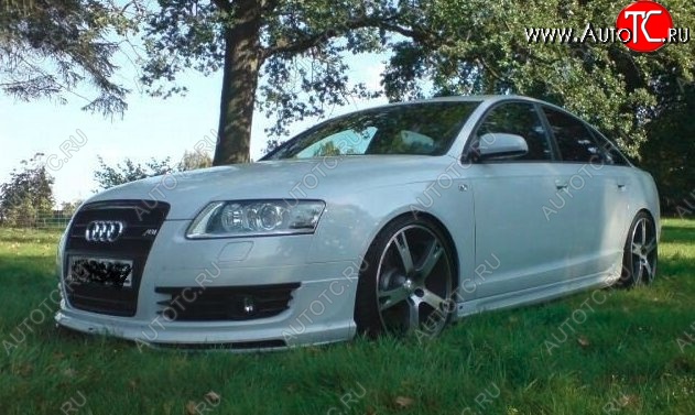 7 849 р. Накладка на передний бампер CT  Audi A6  C6 (2004-2008) дорестайлинг, седан, дорестайлинг, универсал (Неокрашенная)  с доставкой в г. Нижний Новгород