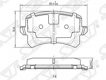 1 199 р. Колодки тормозные SAT (задние) Audi A6 C6 дорестайлинг, седан (2004-2008)  с доставкой в г. Нижний Новгород. Увеличить фотографию 1