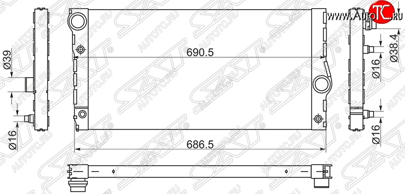 11 699 р. Радиатор двигателя SAT (пластинчатый)  BMW 5 серия ( F11,  F10) - 7 серия  F01-F04  с доставкой в г. Нижний Новгород