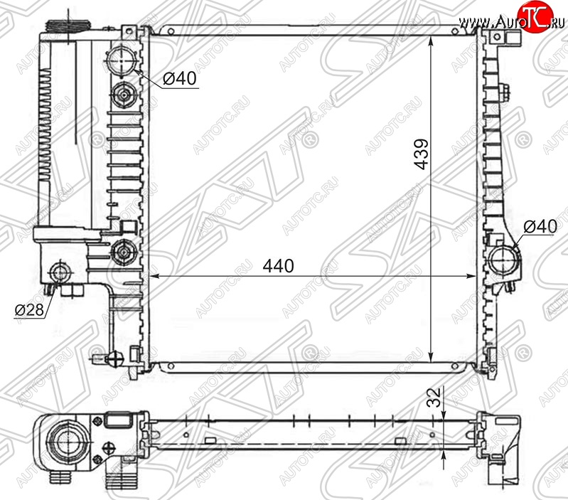 6 449 р. Радиатор двигателя SAT (трубчатый, 1.6/1.8/2.0/2.5) BMW 3 серия E30 седан (1982-1991)  с доставкой в г. Нижний Новгород