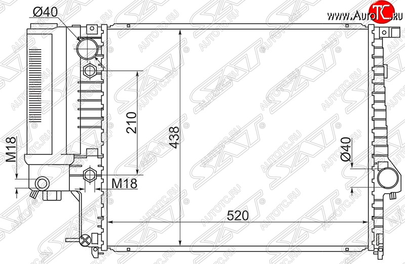 9 949 р. Радиатор двигателя SAT (пластинчатый, 1.8/2.0/2.5)  BMW 5 серия  E34 (1988-1994) седан дорестайлинг  с доставкой в г. Нижний Новгород