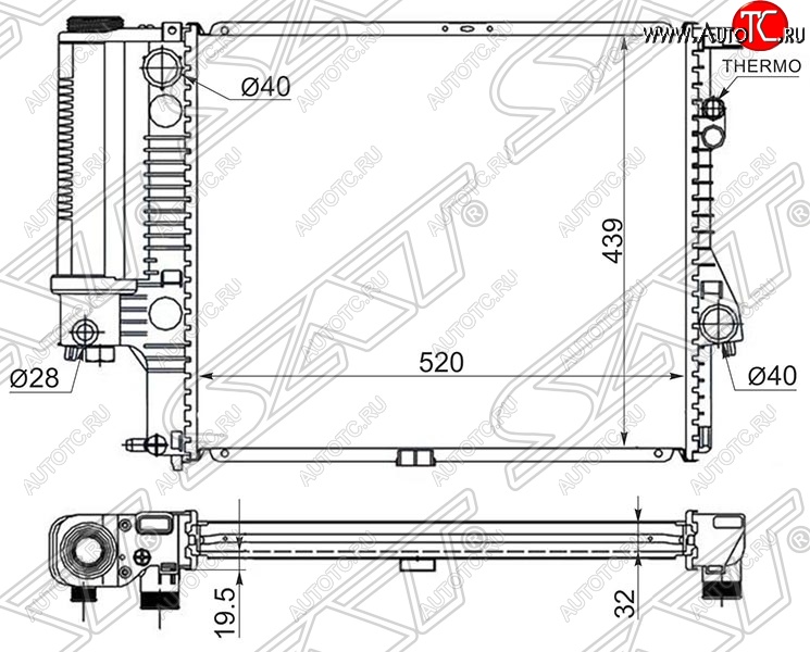 9 299 р. Радиатор двигателя SAT (пластинчатый, 2.0 / 2.3 / 2.8)  BMW 5 серия  E39 (1995-2003) седан дорестайлинг, седан рестайлинг  с доставкой в г. Нижний Новгород