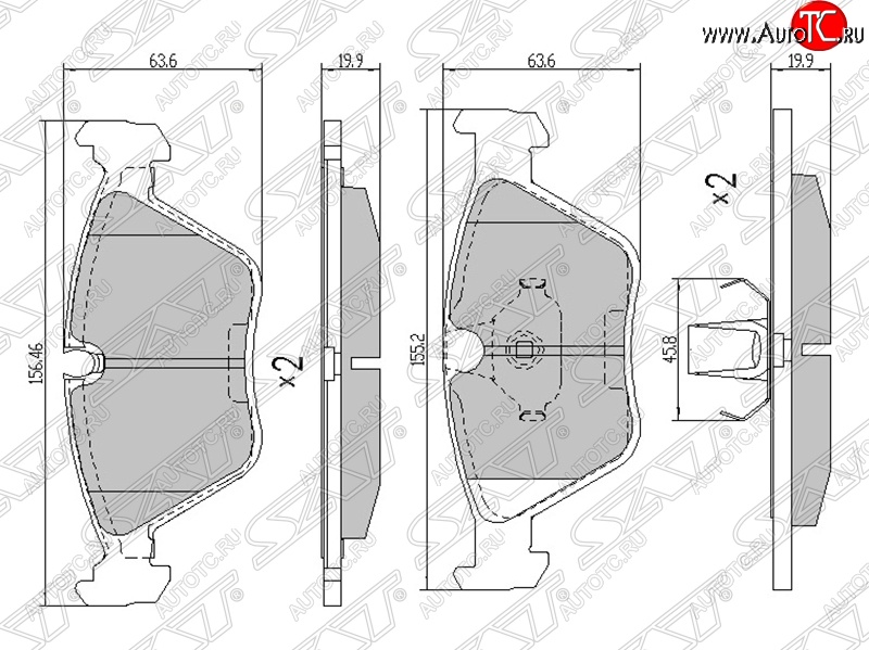 1 259 р. Колодки тормозные SAT (передние) BMW X3 E83 (2003-2009)  с доставкой в г. Нижний Новгород