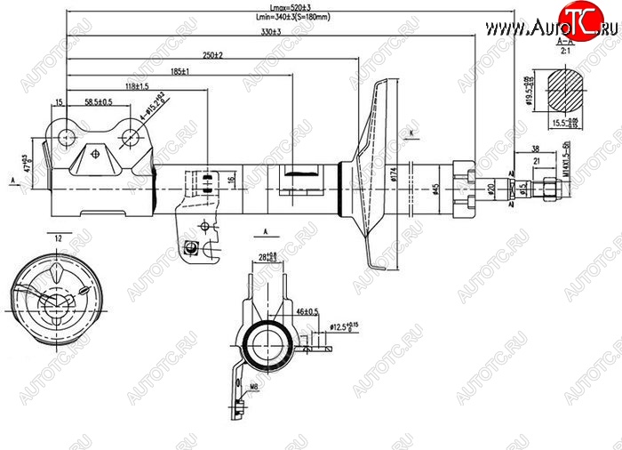 3 099 р. Левый амортизатор передний SAT BYD F3 седан (2005-2014)  с доставкой в г. Нижний Новгород