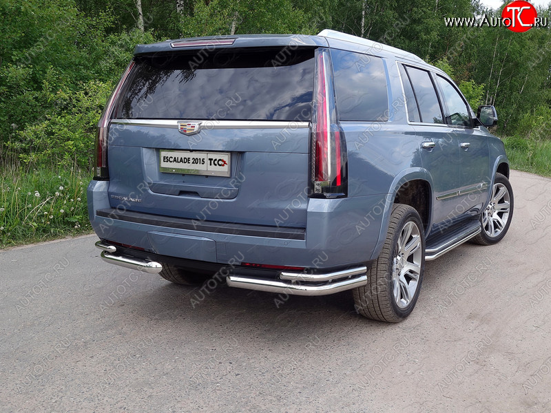 27 999 р. Защита заднего бампера (уголки двойные) ТСС 76,1/42,4 мм  Cadillac Escalade  GMTK2 джип 5 дв. (2015-2020) короткая база  с доставкой в г. Нижний Новгород