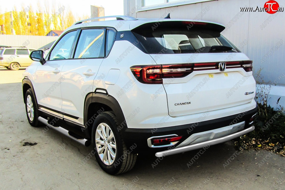 5 649 р. Защита заднего бампера Slitkoff (d42)  Changan CS35 Plus (2018-2022) дорестайлинг (Сталь с полимерным покрытием. Цвет: серебристый)  с доставкой в г. Нижний Новгород