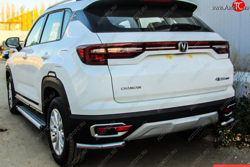 9 249 р. Защита заднего бампера Slitkoff (уголки из 1 трубы d42 мм)  Changan CS35 Plus (2018-2022) дорестайлинг (Нержавейка, Полированная)  с доставкой в г. Нижний Новгород