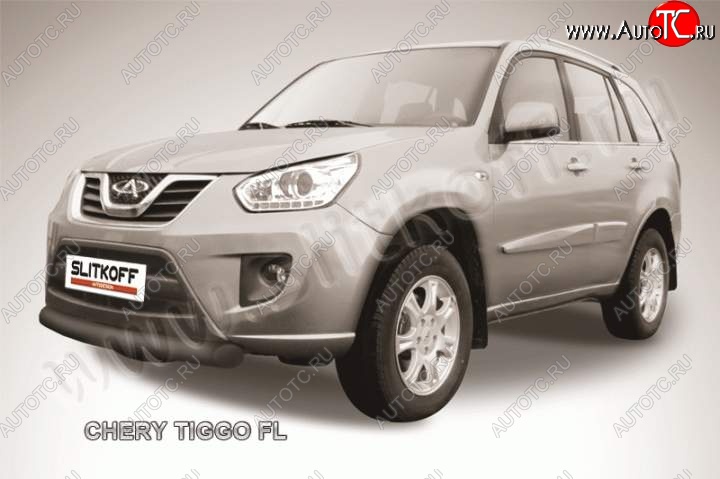 8 599 р. Защита переднего бампера из трубы d76 Slitkoff  Chery Tiggo T11 (2013-2016) рестайлинг (Цвет: серебристый)  с доставкой в г. Нижний Новгород