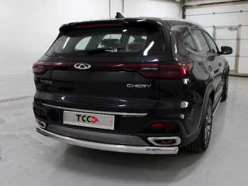 Защита заднего бампера (овальная) ТСС (нержавейка d 75х42 мм) Chery Tiggo 8 (T18) рестайлинг (2019-2025)