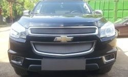 1 539 р. Нижняя сетка на бампер Russtal (хром) Chevrolet Trailblazer GM800 дорестайлинг (2012-2016)  с доставкой в г. Нижний Новгород. Увеличить фотографию 2