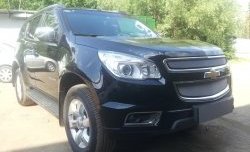 1 539 р. Нижняя сетка на бампер Russtal (хром) Chevrolet Trailblazer GM800 дорестайлинг (2012-2016)  с доставкой в г. Нижний Новгород. Увеличить фотографию 4