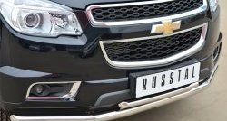 21 399 р. Защита переднего бампера (2 трубыØ63 и 42 мм, нержавейка) SLITKOFF  Chevrolet Trailblazer  GM800 (2012-2016) дорестайлинг  с доставкой в г. Нижний Новгород. Увеличить фотографию 2