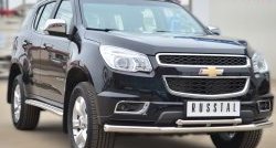 21 399 р. Защита переднего бампера (2 трубыØ63 и 42 мм, нержавейка) SLITKOFF  Chevrolet Trailblazer  GM800 (2012-2016) дорестайлинг  с доставкой в г. Нижний Новгород. Увеличить фотографию 4