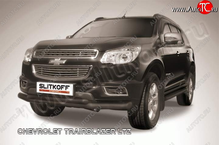 11 449 р. Защита переднего бампера d76 и d57 Slitkoff  Chevrolet Trailblazer  GM800 (2012-2016) дорестайлинг (Цвет: серебристый)  с доставкой в г. Нижний Новгород