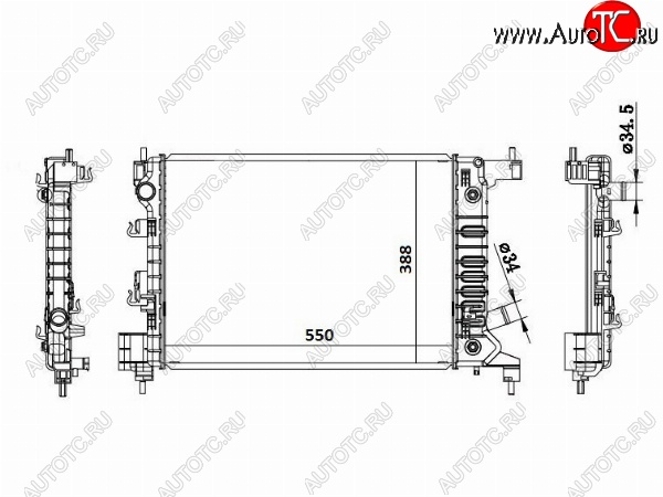 5 999 р. Радиатор двигателя SAT (пластинчатый, МКПП/АКПП) Chevrolet Aveo T300 седан (2011-2015)  с доставкой в г. Нижний Новгород