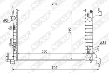 Радиатор двигателя SAT (трубчатый, 1.2/1.4, МКПП) Chevrolet Aveo T300 седан (2011-2015)