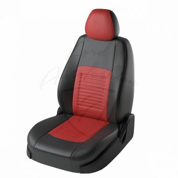 7 399 р. Чехлы для сидений Lord Autofashion Турин (экокожа) Chevrolet Aveo T300 седан (2011-2015) (Чёрный, вставка красная)  с доставкой в г. Нижний Новгород. Увеличить фотографию 1